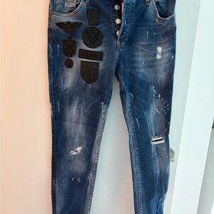 DSQUARED2 Denim Jeans with Black Accents